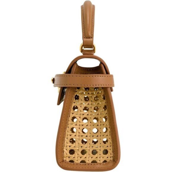 ⚡Jw Pei Women Brown Woven Vegan Leather Elegant Sustainable Top Handle Bag - Picture 3 of 6